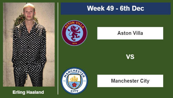 FANTASY PREMIER LEAGUE. Erling Haaland  statistics before the encounter against Aston Villa on Wednesday 6th of December for the 49th week.